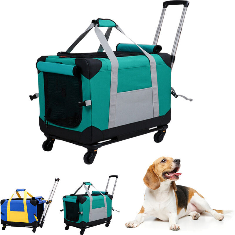 

Transportin con ruedas para mascotas Transportin para mascotas con ruedas extraibles Asa telescopica para caminar para perros o gatos con un peso