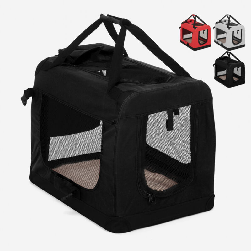 

Transportín de perros y gatos plegable tamaño pequeño 58x40x44,5cm Oliver M | Negro