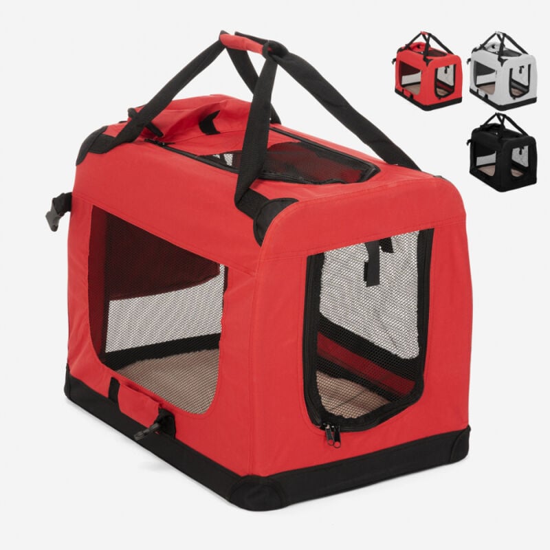

Transportín de perros y gatos plegable tamaño pequeño 58x40x44,5cm Oliver M | Rojo