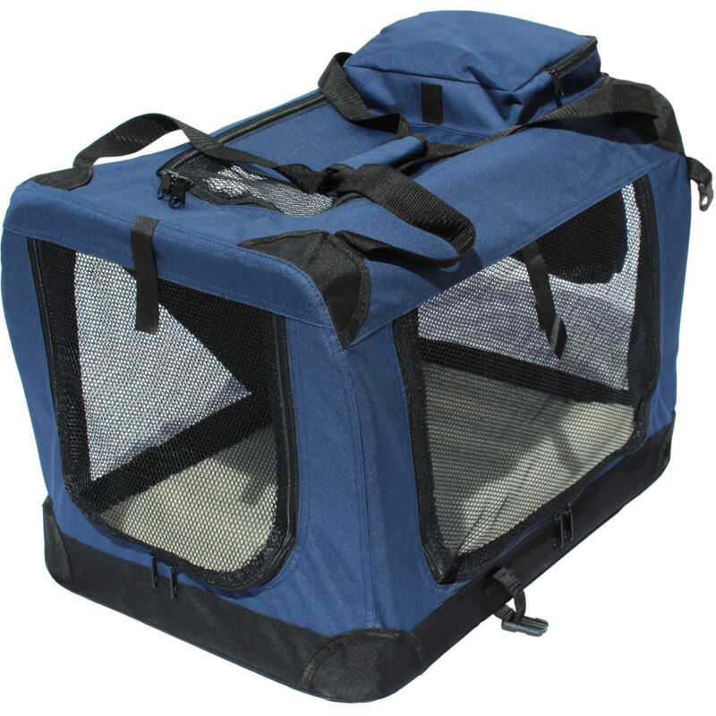 

Transportin para perros plegable de entradas laterales y superiores con alta visibilidad, confort y seguridad para tu mascota de tamaño L ( 70 x 52 x