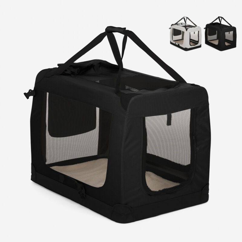 

Transportín perros y gatos plegable tamaño mediano 78x53,5x58cm Oliver XL | Negro