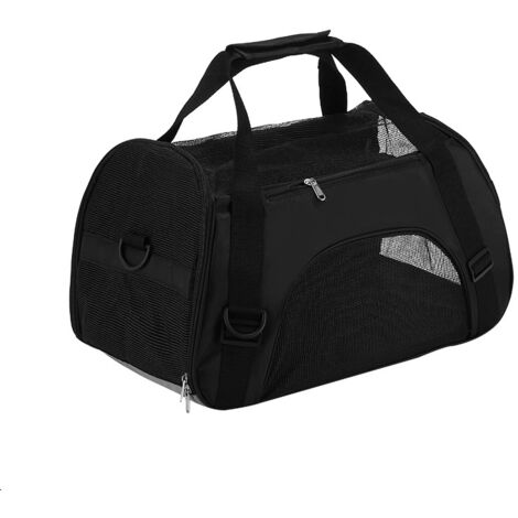 Transporttasche für Katzen und Hunde, von Fluggesellschaften zugelassen, weiche Seiten, tragbar, faltbar, für Haustiere(M, Black)