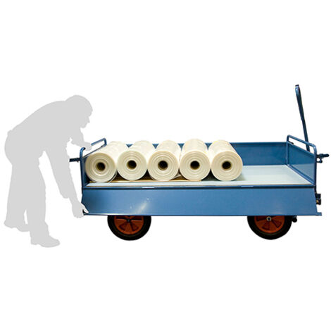 Transportwagen mit schwenkbaren Vorderrädern 1000 kg - 2 Rückenlehnen 2 Bordwände aus Blech - Platte 2000x1000mm - 800007123