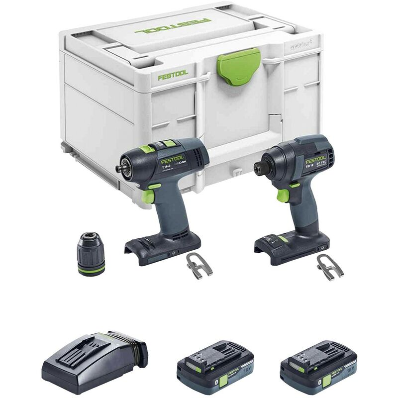 Image of Kit tid 18 hpc 4,0 I-Set T18 (T18+3 + tid 18 + 2 x 4,0 Ah hpc-asi + tcl 6 + Systainer SYS3 m 237) - Festool