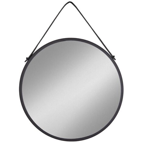 Trapani Spiegel mit Lederband schwarz.