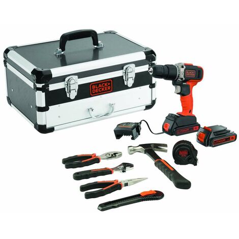 Trapano 18V con 6 utensili e valigetta Black+Decker