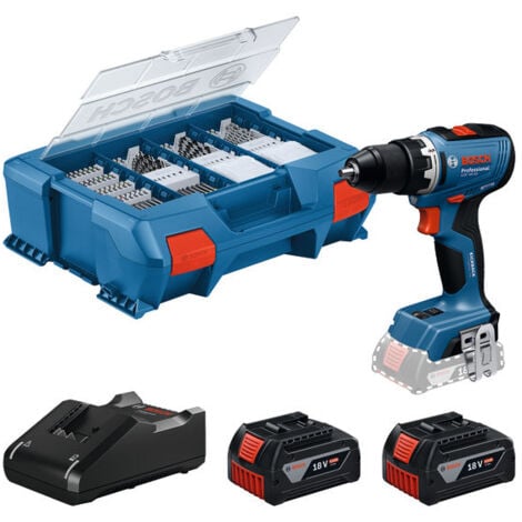 BOSCH PROFESSIONAL Trapano a batteria Bosch GSR 18V-65 2x 4,0 Ahe caricabatterie + accessori in valigetta a L