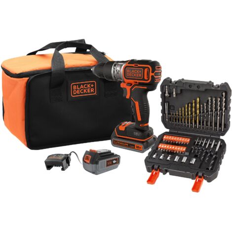 Trapano a percussione a batteria BLACK+DECKER 18V - 2 batterie 18V 1x2,5Ah 1x4Ah - caricabatterie - borsa - BL188ME2SA-QW