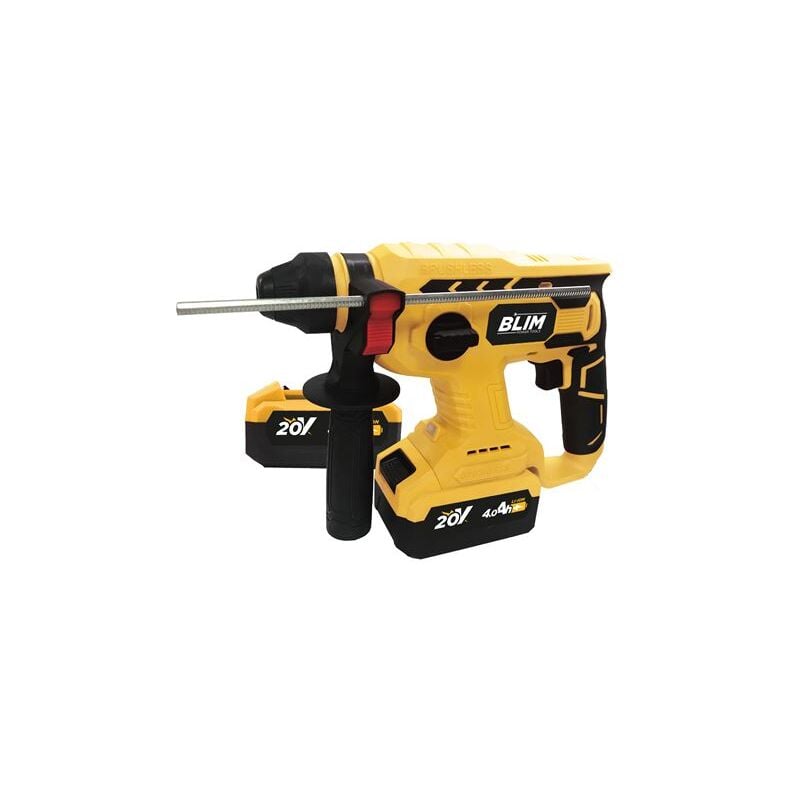 Image of Trapano a percussione a batteria Blim 20v 4ah - motore brushless - energia d'impatto 2,2 joule - velocità 0-1400 giri/min - include 2 batterie e