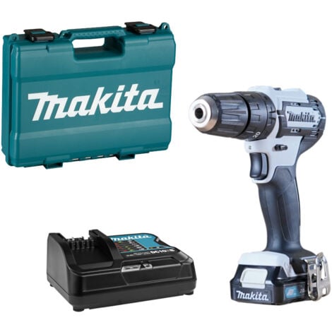 Trapano a percussione a batteria Makita HP333DSAW 12V bianco con 1x batteria 2,0 Ah + caricabatterie in valigetta