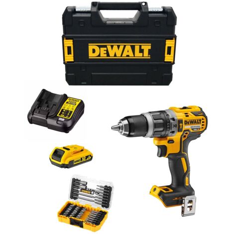Trapano a Percussione DeWALT DCD796D1T (1 x 2,0 Ah + DCB107 + TSTAK II) + Set di 40 bits avvitamento