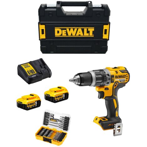 Trapano a Percussione DeWALT DCD796P2T (2 x 5,0 Ah + DCB115 + TSTAK II) + Set di 40 bits avvitamento
