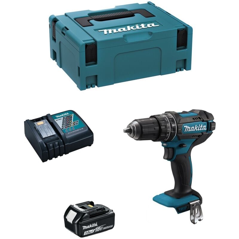 Trapano a Percussione MAKITA DHP482RFJ1 (1 x 3,0Ah + DC18RC + MAKPAC 2)