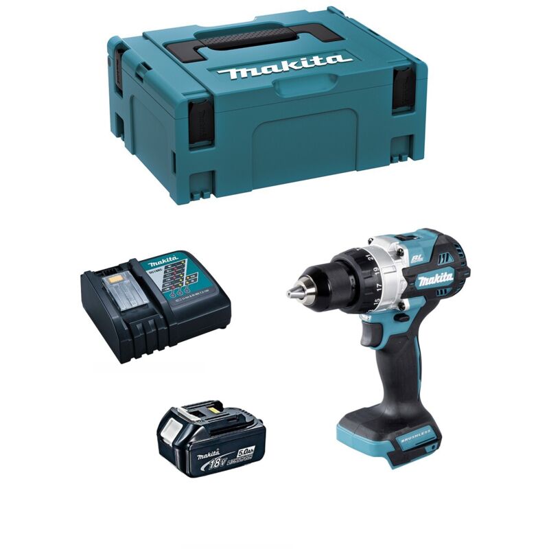 Trapano a Percussione MAKITA DHP486RTJ1 (1 x 5,0 Ah + DC18RC + MAKPAC 2)