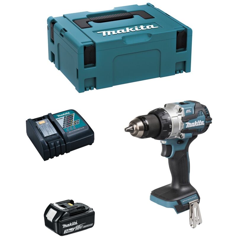 Trapano a Percussione MAKITA DHP489RFJ1 (1 x 3,0 Ah + DC18RC + MAKPAC 2)
