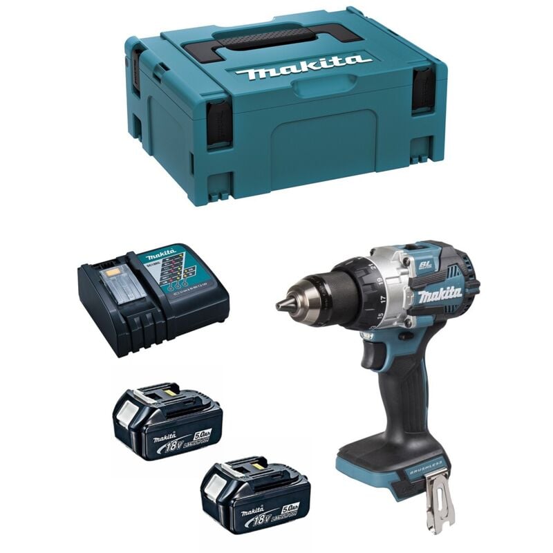 Trapano a Percussione MAKITA DHP492RTJ (2 x 5,0Ah + DC18RC + MAKPAC 2)