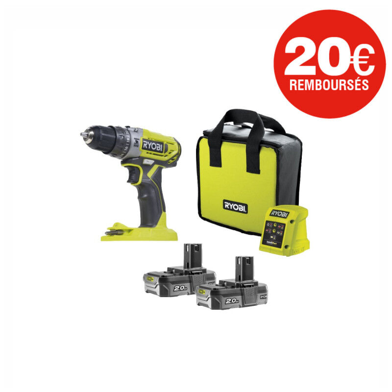 Image of Ryobi - Trapano a percussione One+ 18V - 2 batterie 2,0 Ah - 1 caricabatterie - R18PD2-220S