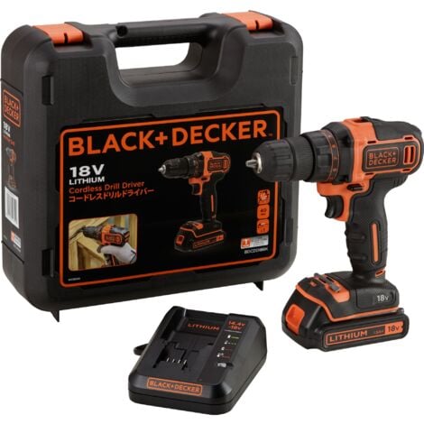 BLACK & DECKER Trapano avvitatore 18V a 2 velocitÃ in valigetta con 1 batteria da 1,5Ah e caricabatterie - BLACK+DECKER BDCDD186K-QW