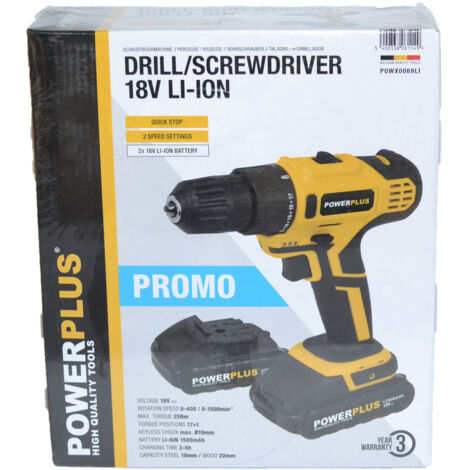 Trapano avvitatore 2 batterie 18v Powx0069li