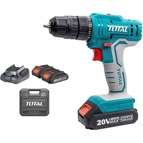 Trapano avvitatore 20V con doppia batteria 1.5Ah Total