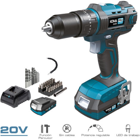 Trapano avvitatore 20V KOMA TOOLS - Batteria 2,0Ah - Caricabatteria - Accessori