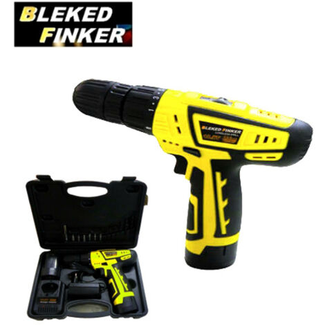 Trapano avvitatore a batteria 10,8V Litio c/batteria di riserva in valigetta c/accessori Bleked Finker - EG-CD10V