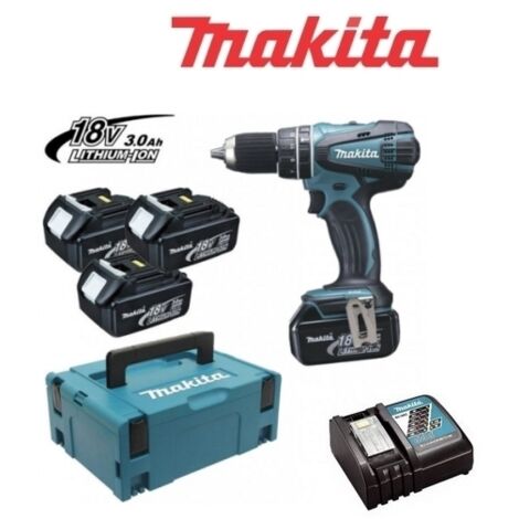 Trapano avvitatore a batteria c/percussione 18V 3 Amp Litio con doppia batteria di riserva in valigetta Makita - DHP456RF3J