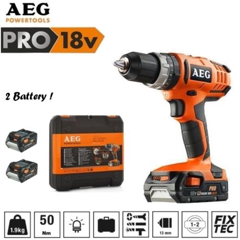 Trapano avvitatore a batteria c/percussione 18V Litio c/2 batterie di riserva AEG - BSB18G2 LI-152C