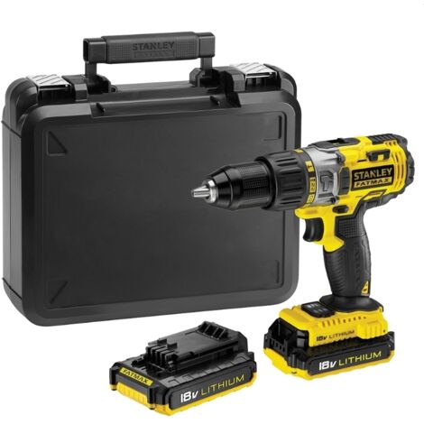 Trapano avvitatore a batteria c/percussione 18V Litio c/batteria di riserva in valigetta Stanley - FMC625D2