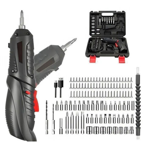 Trapano avvitatore a batteria, cacciavite elettrico da 3,6 V con 113 accessori, ricaricabile, batteria al litio da 1800 mAh