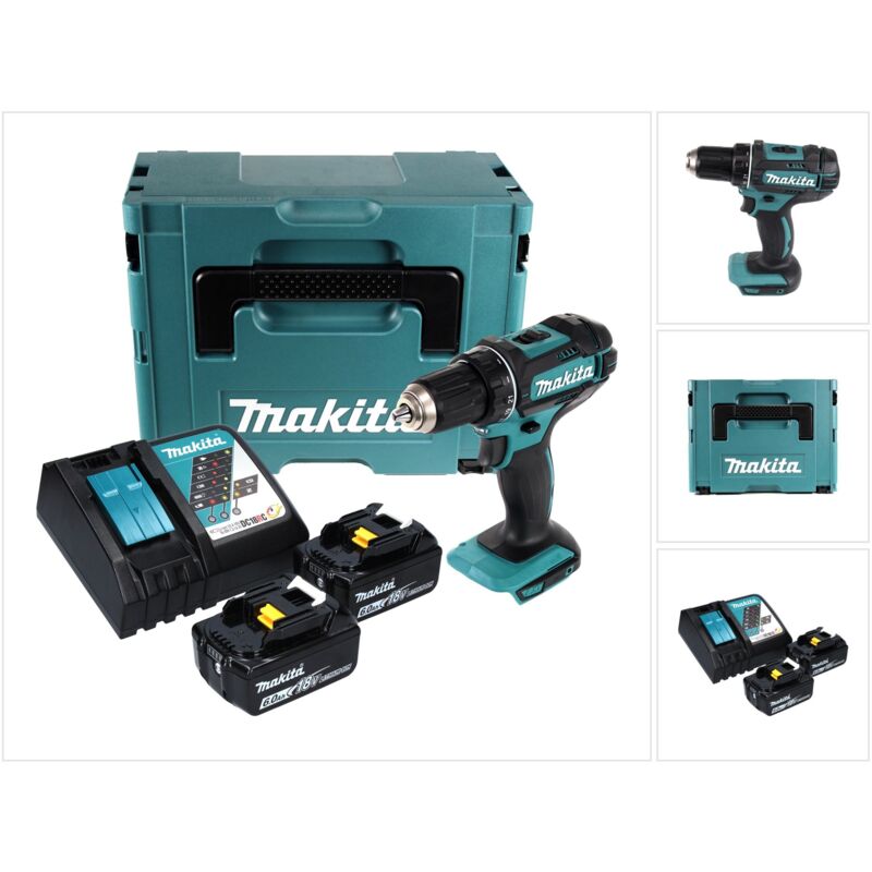 Trapano avvitatore a batteria Makita ddf 482 rgj 62Nm 18V + 2 batterie da 6,0Ah + caricabatterie + valigetta Makpac