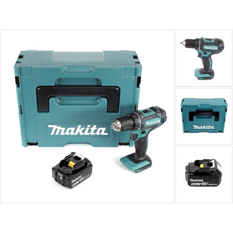 Trapano avvitatore a batteria Makita DDF 482 T1J 62Nm 18V + 1x batteria 5,0Ah + valigetta Makpac - senza caricabatterie