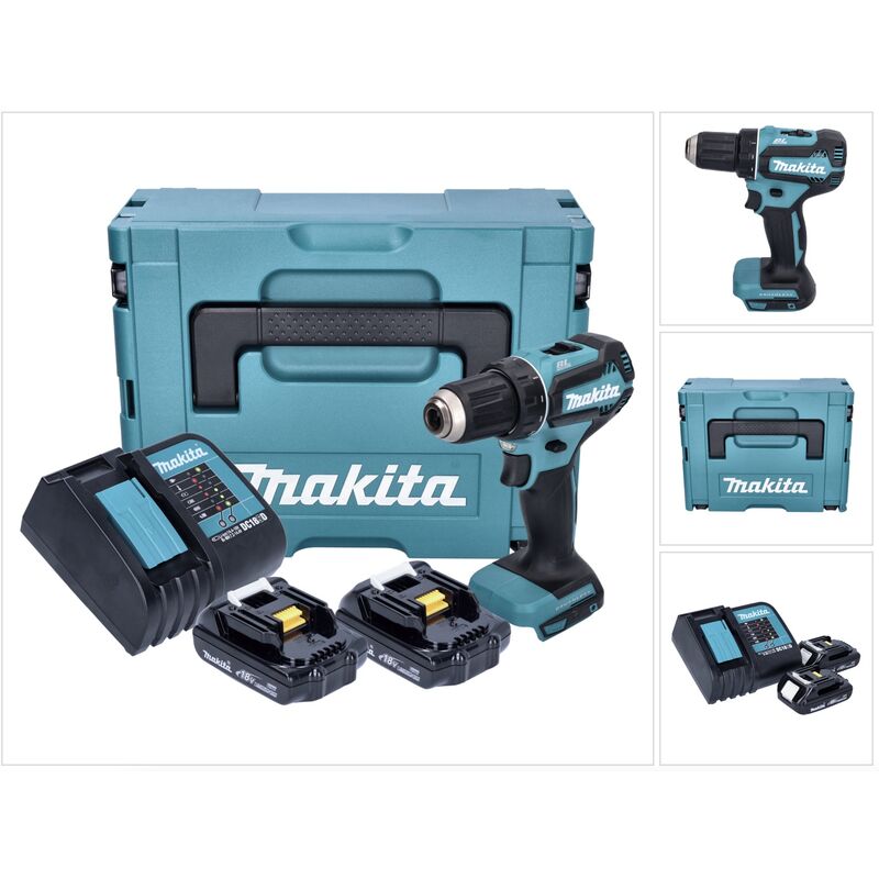 Image of Trapano avvitatore a batteria Makita ddf 485 syj 18 v 50 Nm Brushless + 2x batteria 1,5 Ah + caricabatterie + Makpac