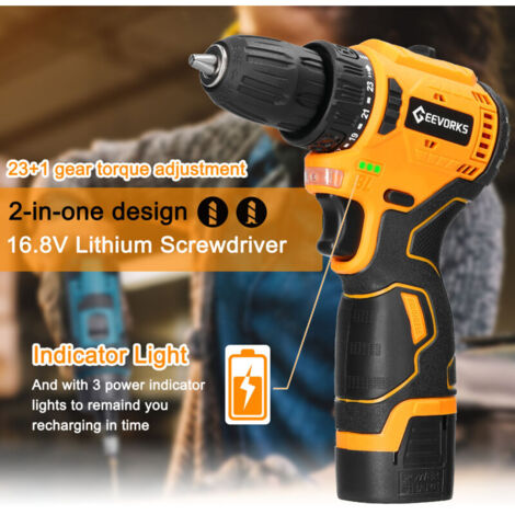 Trapano avvitatore a batteria SJLERST da 16,8 V, motore brushless, avvitatore elettrico, controllo della velocità, batteria al litio, utensile elettrico per ristrutturazioni