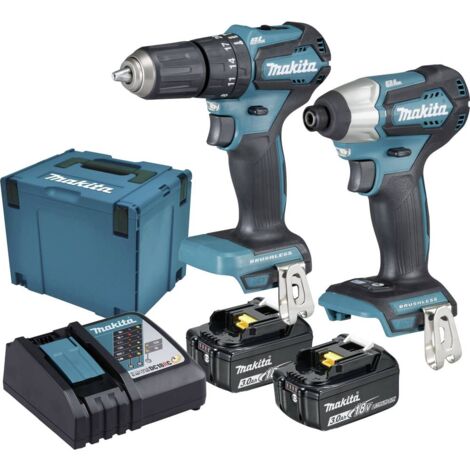Makita DLX2221JX2 Trapano avvitatore a percussione a batteria, Avvitatore a percussione a batteria 18 V 3 Ah Li-Ion inc