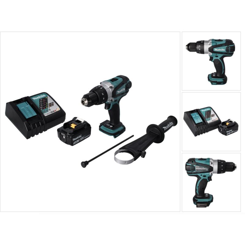 Trapano avvitatore a percussione a batteria Makita dhp 458 RF1 18 v 91 Nm + 1x batteria 3,0 Ah + caricabatterie