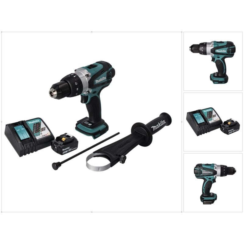 Trapano avvitatore a percussione a batteria Makita dhp 458 RT1 18 v 91 Nm + 1x batteria 5,0 Ah + caricabatterie