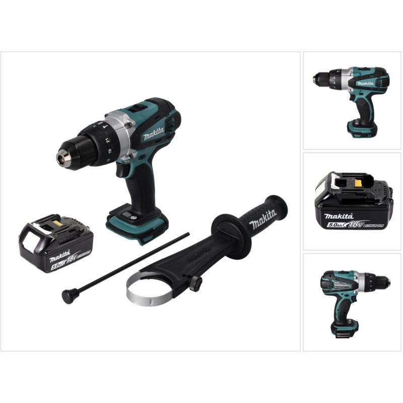 Trapano avvitatore a percussione a batteria Makita dhp 458 T1 18 v 91 Nm + 1x batteria 5,0 Ah - senza caricabatterie