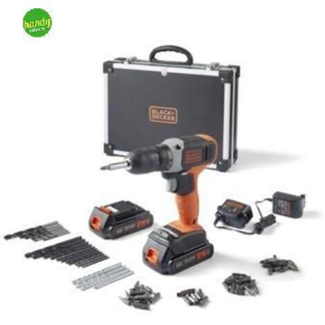 Trapano/Avvitatore Black + Decker 18V + 2 x 1,5Ah con valigetta e 72 accessori