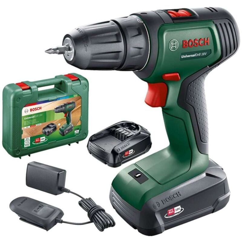 Utensili - Trapano avvitatore a batteria da 18 v, 2 batterie Li-Ion da 1,5 Ah, caricabatterie 06039D4002 - Bosch