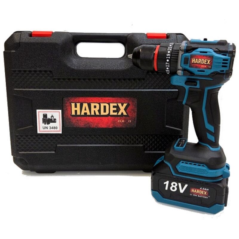 Trapano avvitatore brushless HARDEX 50 Nm 0-1450 giri/min 2 batterie da 4,0 Ah