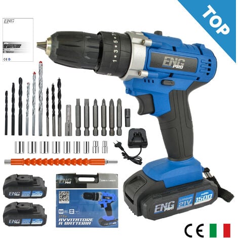 Trapano avvitatore foratura a percussione 21V + 27 accessori ENG PRO UM ET AB21