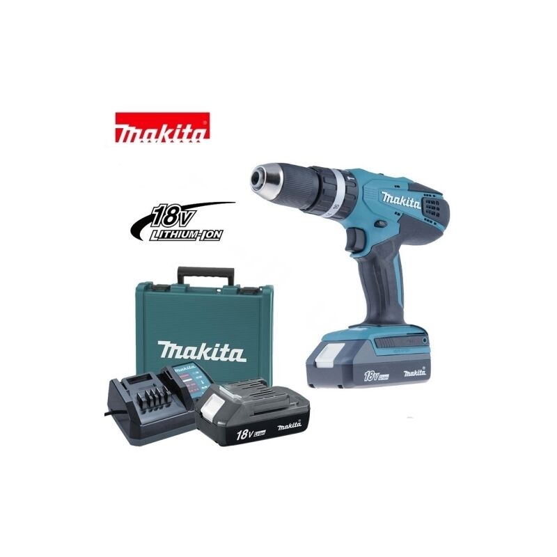 Trapano avvitatore a batteria c/percussione 18V Litio c/batteria di riserva Makita HP457DWE