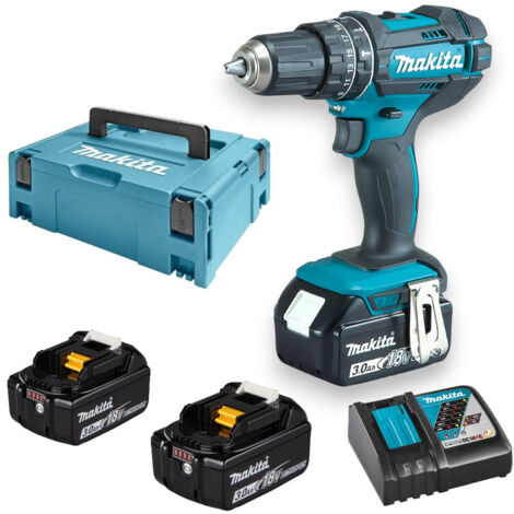 Trapano avvitatore professionale con percussione 2 velocità 18V 3Ah con 3 batterie e valigetta MAKPAC DHP482RF3J