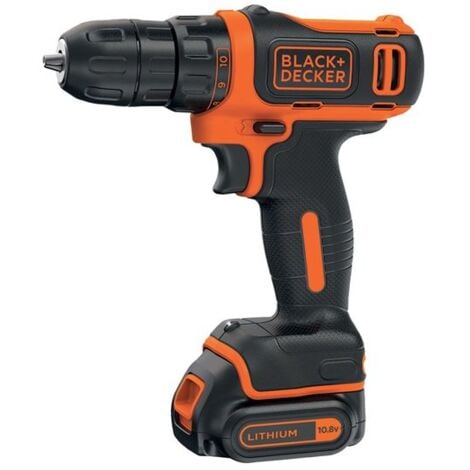 BLACK & DECKER Trapano e avvitatore a batteria ultracompatto da 10,8V - BLACH+DECKER - con 2 batterie da 18V 1,5Ah - Custodia - BDCDD12K1B-QW