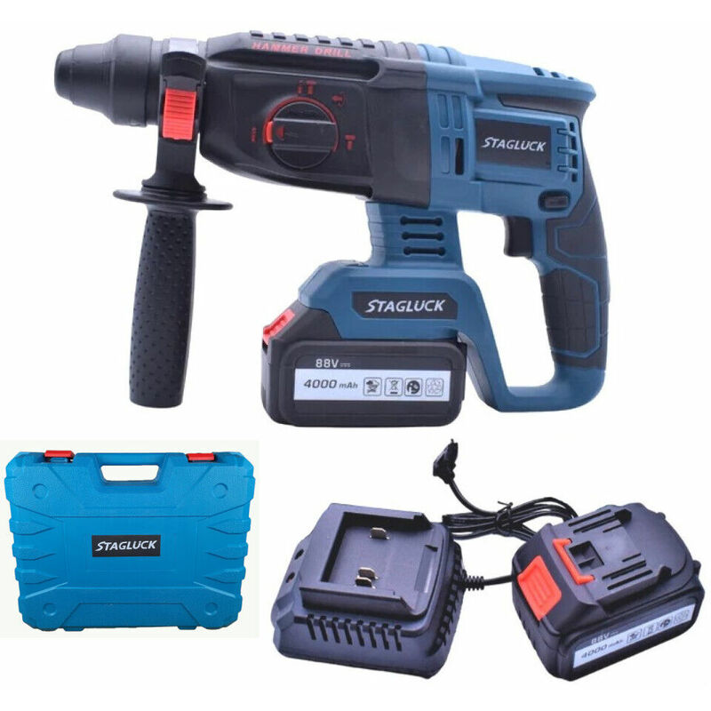 Image of Topolenashop - Trapano scalpellatore doppia batteria martello demolitore sds plus 4Ah 88V