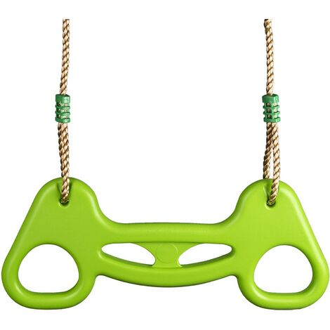 Cémonjardin – Trapèze anneaux pour portique 1,90 / 2,50m – Plastique soufflé vert – Cordes polypropylène réglables anti-UV – Diamètre 13 cm