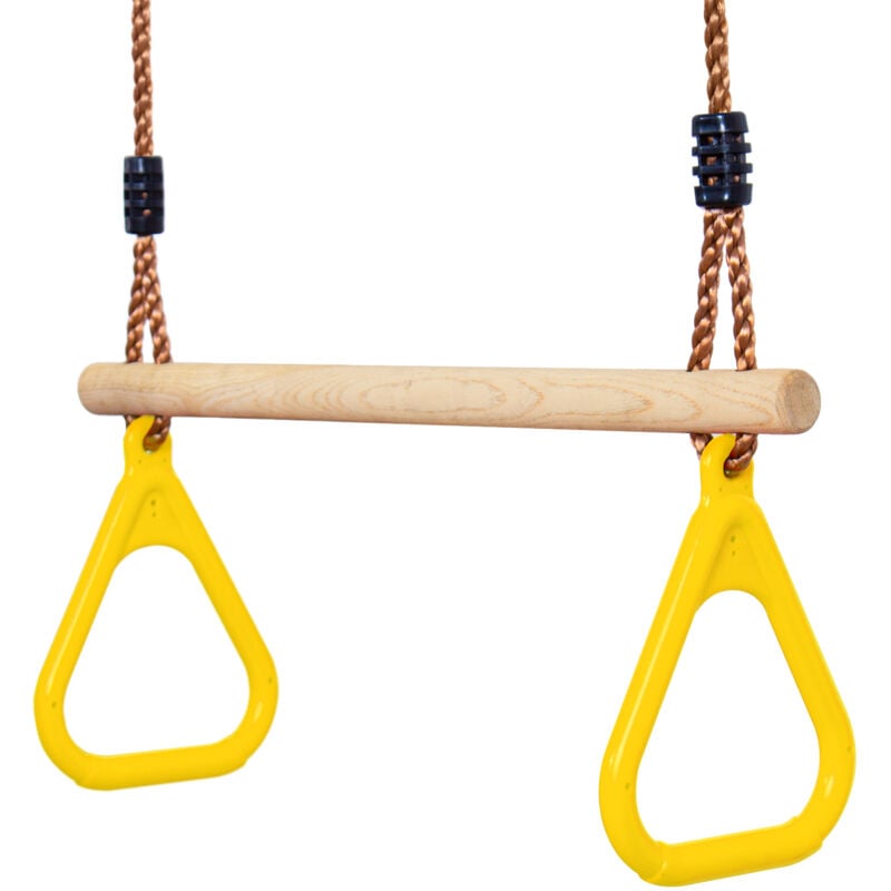 Leogreen - Trapèze en Bois, Balancoire exterieur pour Enfant, Jeux Jardin Extérieur Intérieur, Jaune