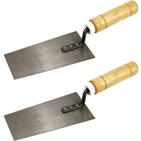 Trapezoidali Edelstahl-Trowel di TAIZER, 2 pezzi, spatole leviganti con manico in legno, indispensabili per lavori di gesso, spatola per gesso, kit di utensili indispensabile per muratura
