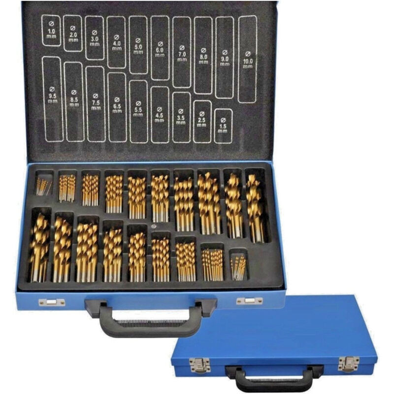Image of Trade Shop Traesio - Trade Shop - bohrer set 170PCS titan hss gehäuse metall 1 10 mm eisen holz -